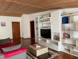 een woonkamer met een bank en een tv bij Casa Alice in Villacidro