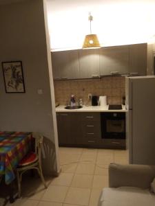 una cucina con lavandino e frigorifero di Athens Center Apartment ad Atene