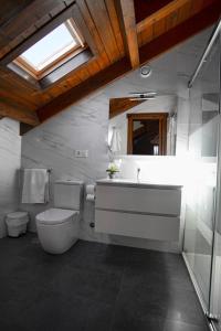 a bathroom with a toilet and a sink at Los Campos Vivienda Vacacional in Cangas de Onís +38 photos