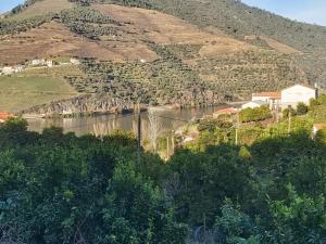 フォルゴザにあるCasa da Padariaの山を背景に流れる川の眺め