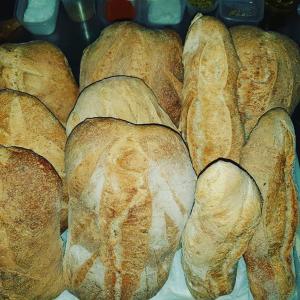 a group of loaves of bread sitting on a table at Agriturismo Aia Antica in Padula