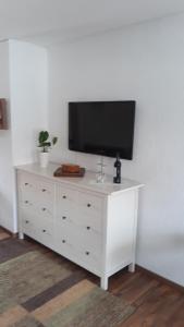 Televízia a/alebo spoločenská miestnosť v ubytovaní Fewo Kastel