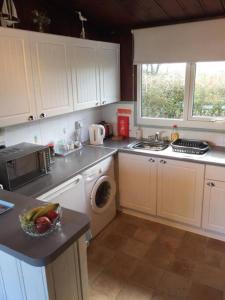 a kitchen with a washing machine and a dishwasher at No 27 A dog friendly rural coastal chalet in Seaton