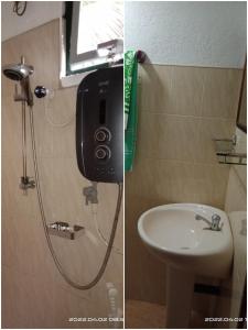 a bathroom with a shower and a sink at 'Franklyn', Homestay in Kalutara