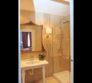 een badkamer met een wastafel en een douche bij Relais Al Bel San Domenico in Alba