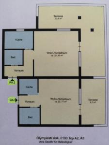 Načrt razporeditve prostorov v nastanitvi Apartments Olympiastraße