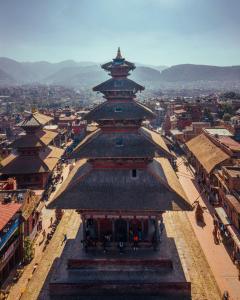 an overhead view of a large building in a city at Hotel Empire & Rooftop Restaurant in Bhaktapur
