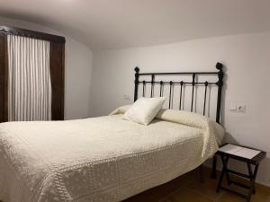 a bedroom with a bed with a pillow on it at Cueva de Ramón y Elvira in Cuevas del Campo