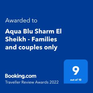 Ein Zertifikat, Auszeichnung, Logo oder anderes Dokument, das in der Unterkunft Aqua Blu Sharm El Sheikh - By Pickalbatros ausgestellt ist