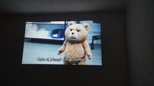 a teddy bear is standing in a picture at Studio Apartment - A Bit Of Joy in Sarajevo