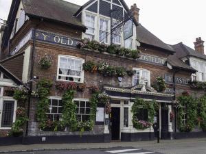 an old brick building with lots of plants on it at The Castle Inn Hotel in Steyning