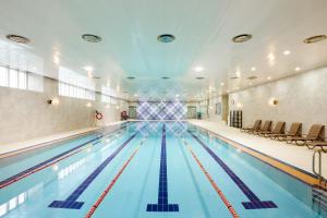 ein Hallenbad mit einem Schwimmbadomedasteryasteryasteryasteryasteryasteryasteryaster in der Unterkunft Wirye Militopia Hotel By Marine in Seongnam