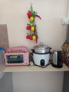 a kitchen counter with a microwave and a toaster at Bonda Guesthouse III in Paka