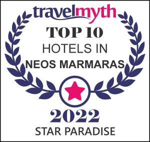 un logo pour les meilleurs hôtels de nasos marinemas dans l'établissement Star Paradise Hotel, à Neos Marmaras