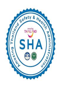una etiqueta para una clínica sanitaria y de seguridad de los morteros de Tailandia en Grand Inter Hotel en Samut Sakhon