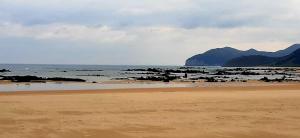 a beach with a bunch of rocks in the water at Hotel Arillo in Noja