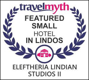 a logo of the icelandemed small hotel in lindos at Eleftheria Lindian Studios II in Líndos