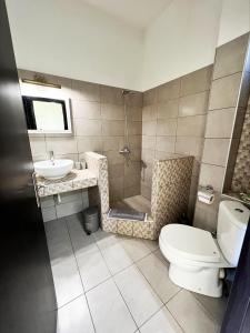 a bathroom with a toilet and a sink at Thassosrent in Limenaria +18 photos