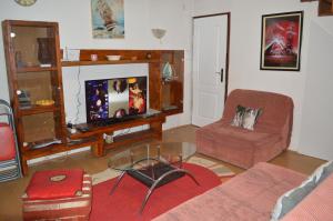 a living room with a couch and a tv at Apartman "Busije" in Požarevac