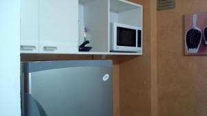a kitchen with a refrigerator and a microwave at Premier in Santiago del Estero