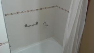 a shower in a bathroom with a shower curtain at Premier in Santiago del Estero