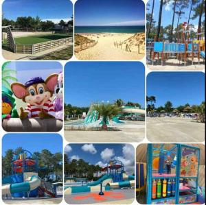 a collage of pictures of a water park at Coeur Des Sables in Saint-Julien-en-Born