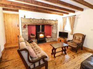 Glentrasna的住宿－Tigh Mhicïl，带沙发和壁炉的客厅