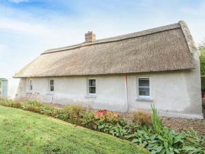an old white cottage with a thatched roof at New Thatch Farm in Knocklong