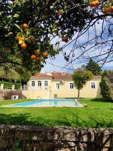 a house with a swimming pool in a yard at Glicínia Boutique Hotel in Freamunde