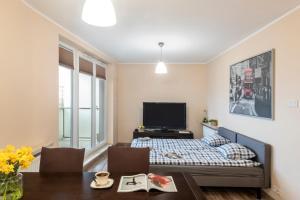 Televízia a/alebo spoločenská miestnosť v ubytovaní Waw Apartamenty Manhattan