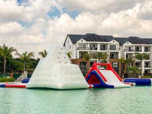a group of inflatable slides in the water at The Blyde River Walk Estate in Pretoria