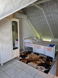 1 dormitorio con litera y espejo en CHEZ VERVEINE, en Saint-Laurent-du-Maroni