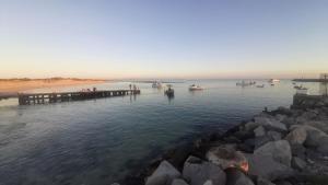a group of boats in the water near a pier at Heide Cottage in Struisbaai +14 photos