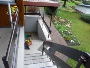 an overhead view of a balcony with a garden at Ferienhaus "Hauß" Objekt ID 12063-3 in Waren