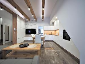 Televízia a/alebo spoločenská miestnosť v ubytovaní VIP Apartamenty Modrzejewska Residence
