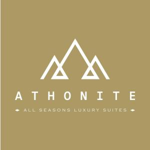 un logo pour un magasin de meubles avec une montagne dans l'établissement ATHONITE all seasons luxury suites, à Ierissos