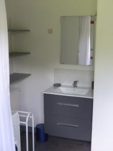Blangy-sur-Bresle的住宿－La Calypso Maison 6 Personnes，一间带水槽和镜子的浴室