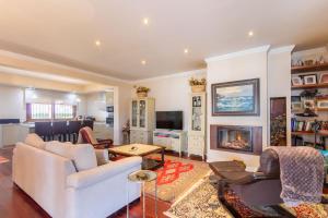 塞维利亚Alfalfa City Center Sky View by Valcambre的带沙发和壁炉的客厅