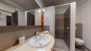 a bathroom with a sink and a toilet at Le Nid Cosy + 1 Garage in Colmar