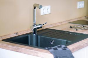 a kitchen sink with a faucet on a counter at Gohlke L.O.F.T. Apartments in Schorndorf +20 photos