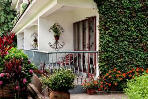 Um jardim no exterior de Fish Tail Lodge