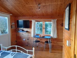 Et tv og/eller underholdning på Delightful Studio Log Cabin , with Sauna