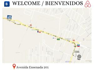 a map of a freeway with the words welcome bernidays at Orange condo in San Felipe