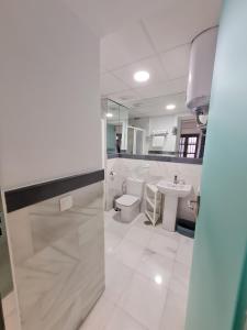 ein Bad mit einem WC und einem Waschbecken in der Unterkunft DreamsApt Sierpes in Sevilla