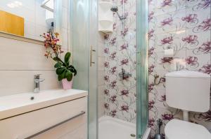 a bathroom with a toilet and a shower at Apartments & Room Frane in Dubrovnik