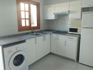cocina con fregadero y lavadora en Apartamentos La Cova 3000, en Peñíscola