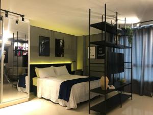 Uma cama ou camas num quarto em Flat Studio DNA Smart style