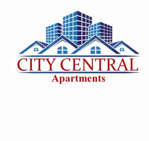 a city centennial apartments logo with houses in the background at City Central Apartment in Yerevan