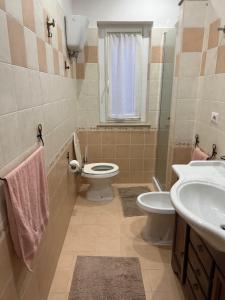 een badkamer met een toilet en een wastafel bij Deus Accomodation in Tropea