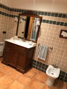 a bathroom with a sink and a toilet at Corral de Jaume in Àger